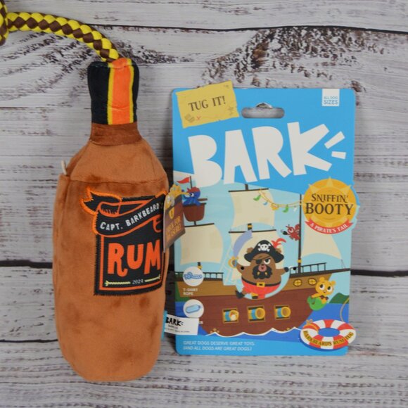 Bark BarkBeards Rum Squeaky Plush with Rope Tug Dog Toy Crinkle Fluff NWOT - Picture 1 of 10